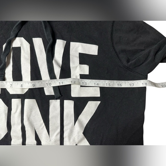 Victoria’s Secret PINK Love Pink Black Hoodie Sweatshirt Women’s Medium - Picture 5 of 5